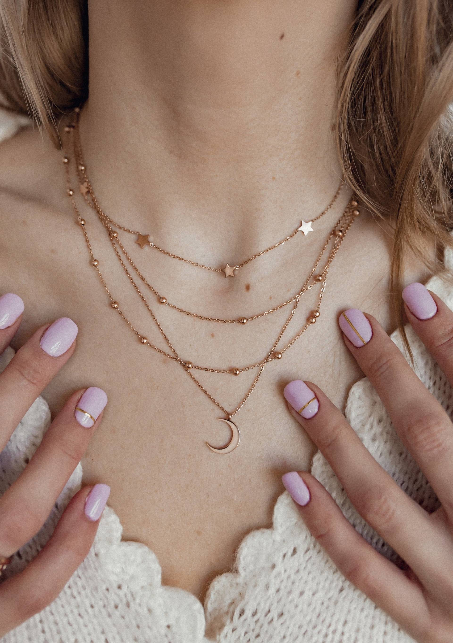 Layering Ketten Rosegold | Sterne Und Mond 3 Set von HeyHappinessJewelry