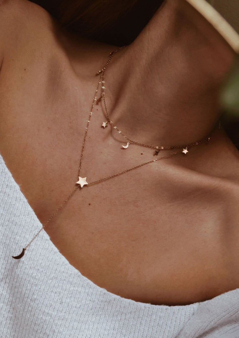 Layering Ketten in Rosegold | Celestial Set 2 Halsketten Mond Und Stern Design von HeyHappinessJewelry