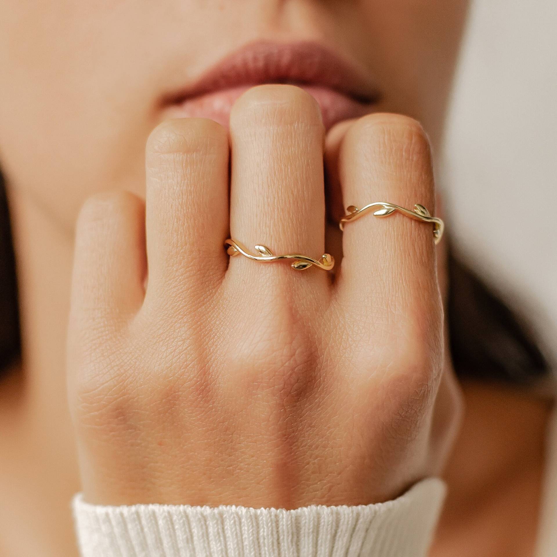 Lorbeer Ring Gold Sterlingsilber | Filigraner Frauen 18K Vergoldet von HeyHappinessJewelry