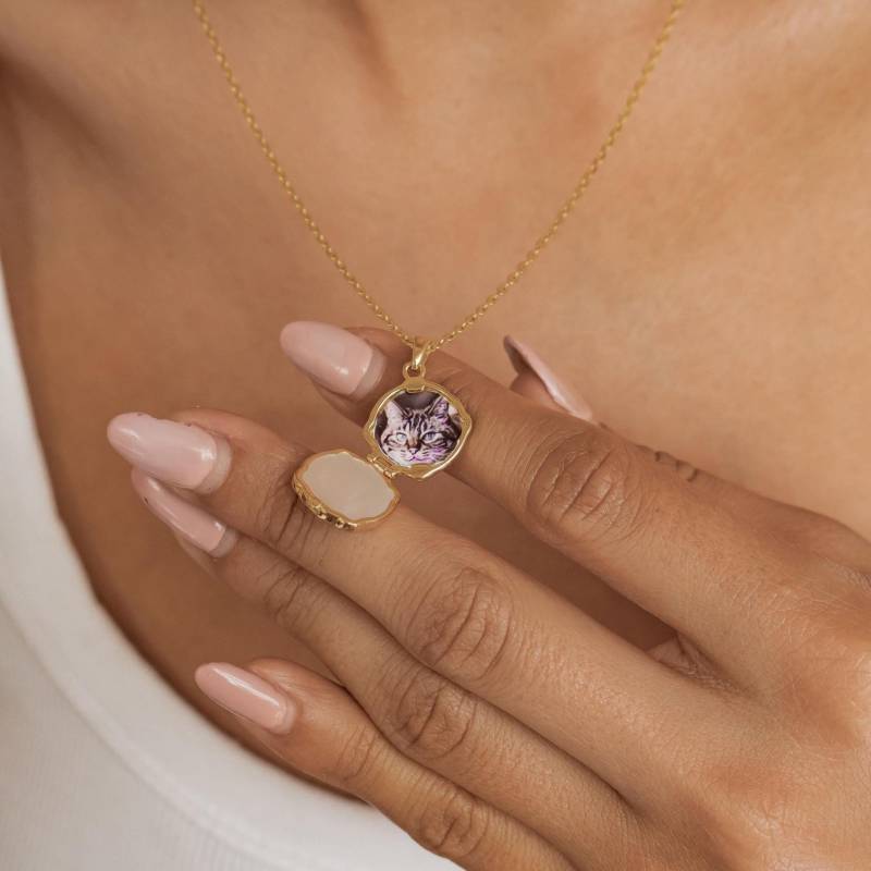 Medaillonkette Sterling Silber Mit Foto | Personalisierte Kette Taube & Olivenzweig Medaillon Zum Öffnen von HeyHappinessJewelry