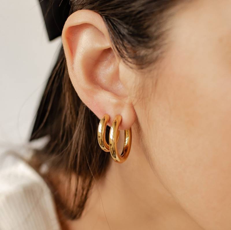 Ohrringe 4Er Set | Creolen Massive Runde Gold Damen Silber von HeyHappinessJewelry