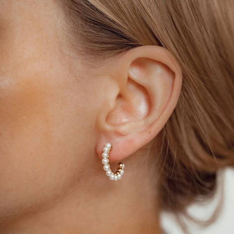 Perlen Creolen Ohrringe Aus Sterlingsilber | Hoop Braut Schmuck von HeyHappinessJewelry