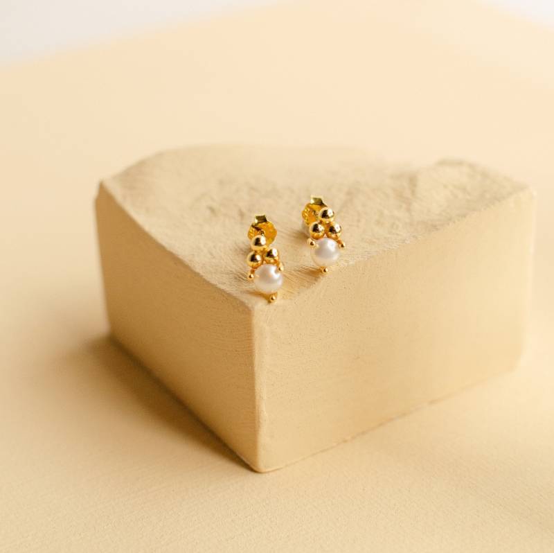 Perlen Ohrstecker Silber 925 | Gold Perle Perlenohrstecker Mit Ohrringe Süßwasserperle von HeyHappinessJewelry