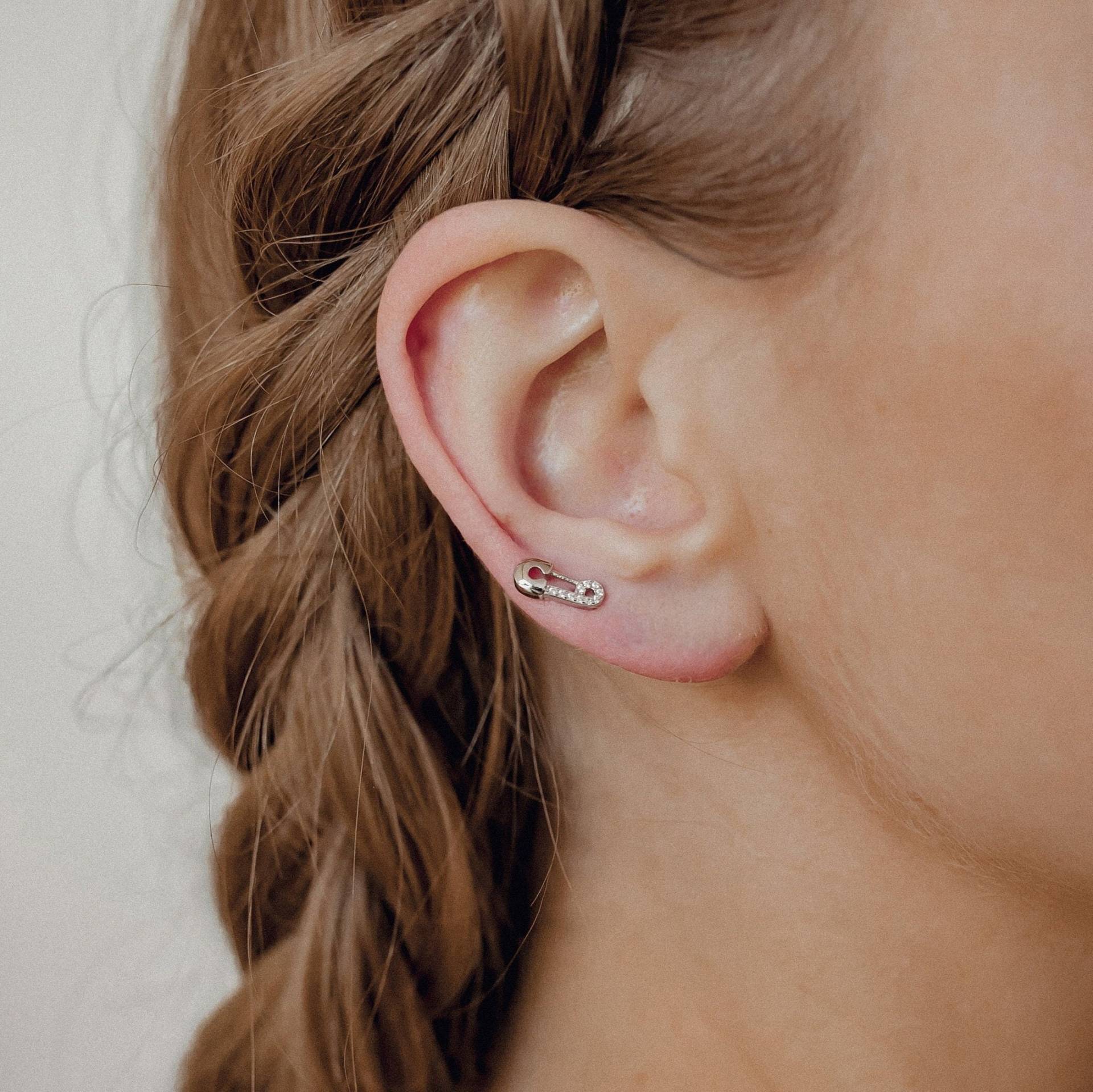 Sicherheitsnadel Ohrstecker Silber | Nadel Ohrringe Sterlingsilber von HeyHappinessJewelry
