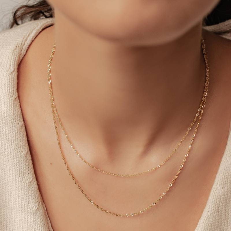 Singapurkette Vergoldeter Sterlingsilber | Dünne Kette Für Herren Und Damen Filigrane Minimalist Schmuck von HeyHappinessJewelry