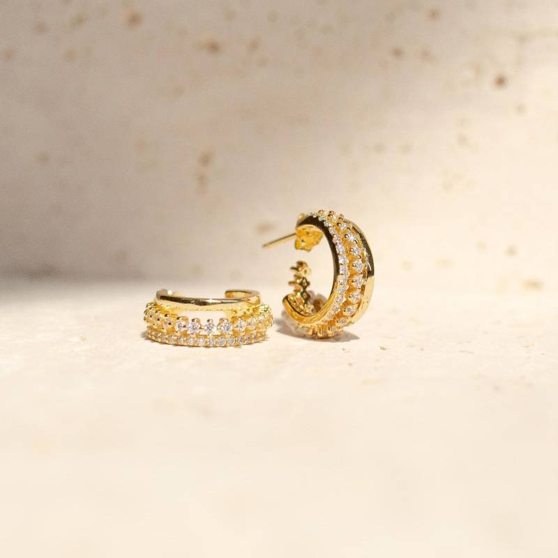 Triple Creolen Ohrringe Aus Sterlingsilber | Vergoldete Mit Edelsteinen Hochzeitschmuck von HeyHappinessJewelry