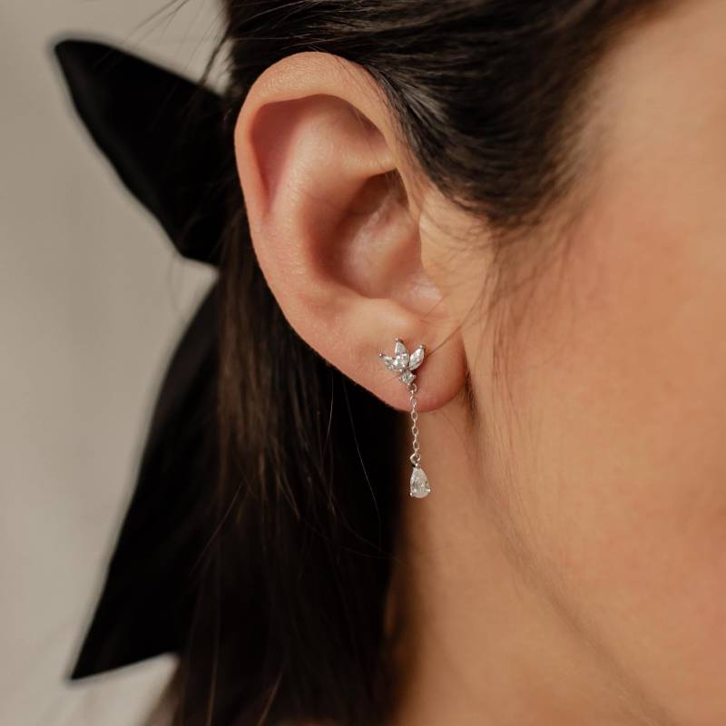 Tropfen Ohrringe Sterlingsilber | Edelsteine Ohrhänger Silber 925 Echt Schmuck Damen Zirkonia Ohrstecker von HeyHappinessJewelry