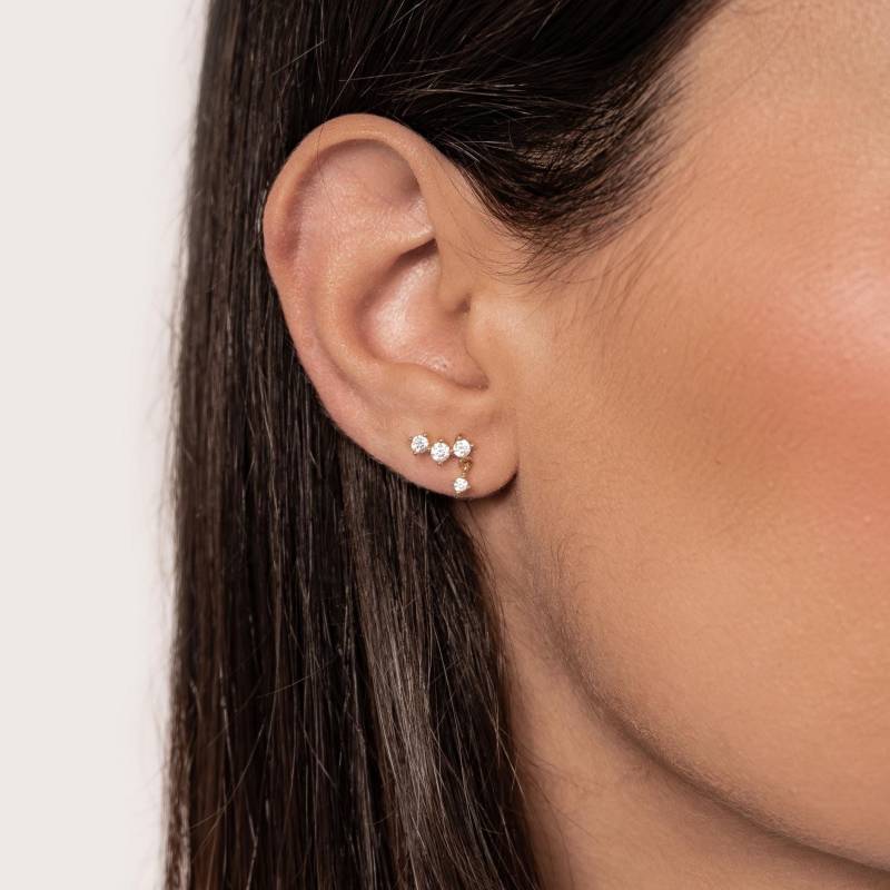 Zarte Winzige Ohrringe | Kleine Ohrstecker Edelstein Trio 925 Silber Ketten Vergoldet Für Damen von HeyHappinessJewelry