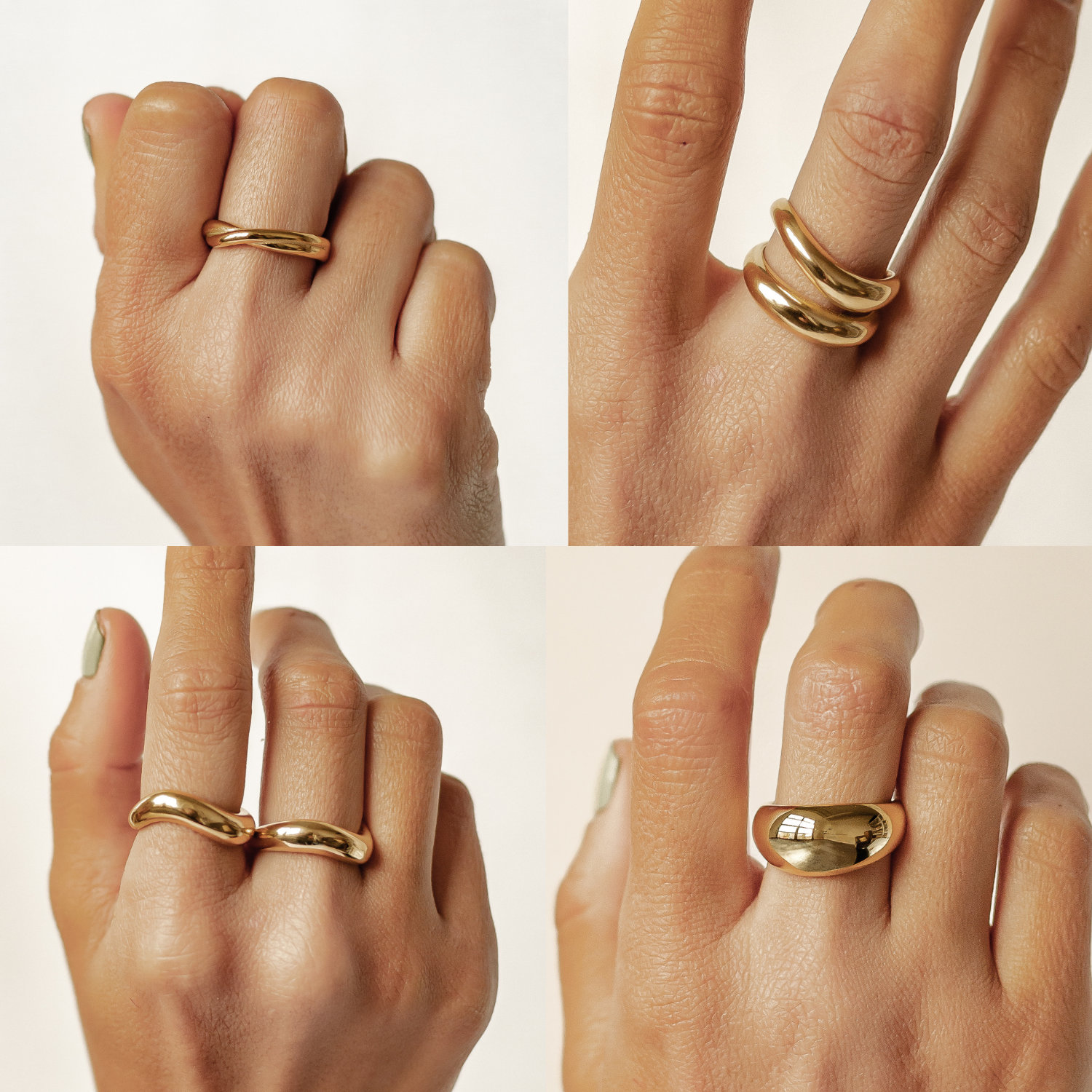 statement Ringe Vergoldet | Gold Dome Ring Groß Doppel Kurven Criss-Cross Kuppelring Edelstahl Großer Chunky von HeyHappinessJewelry