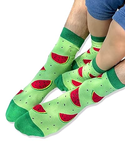 HeyMates Wassermelonen Socken im Partnerlook für Familien, Paare, beste Freunde, Mama, Papa, Kind, Baby (1008, DE/NL/SE/PL, Numerisch, 43, Regular, Regular) von HeyMates Familienkleidung