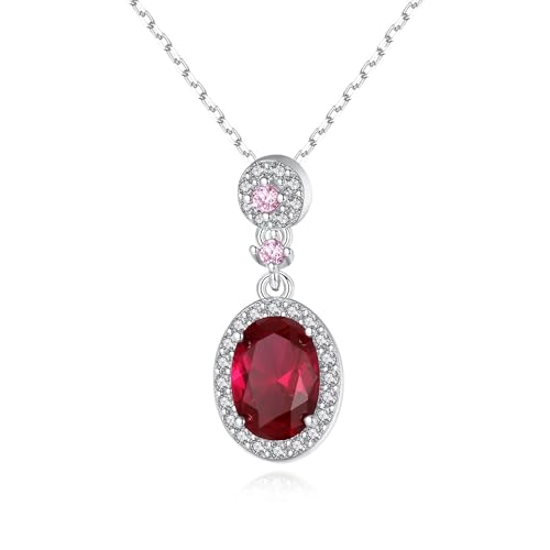 HeyMeili Echter Rubin Kette Silber 925 Halskette Damen Kette Anhänger Schmuck Geschenk Frauen Mädchen Hochzeitstag Liebesgeschenk Rot von HeyMeili