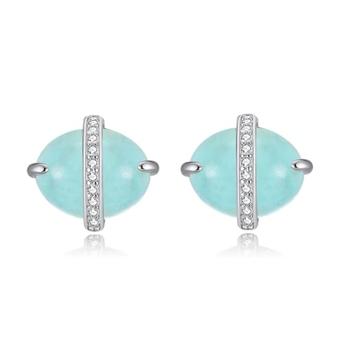 HeyMeili Frauen Silber 925 Ohrstecker Hypoallergen Aquamarin Glänzend Elegant Ohrringe Damen Schmuck Platiniert von HeyMeili