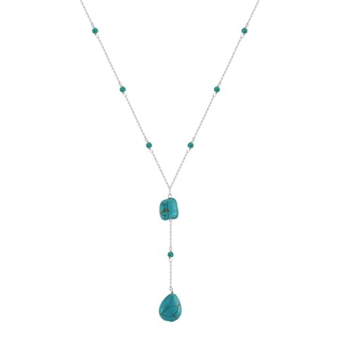 HeyMeili Halsband Halskette Silber 925 Lange Anhänger Türkis Halskette für Frauen Handgemachter Perlenhalskettenschmuck von HeyMeili