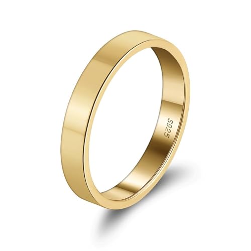 HeyMeili Hochzeits Verlobungsring Eheringe Trauringe Jubiläum Promise Ringe Stapelring Geschenke für Frauen Mädchen aus 925 Sterling Silber, 14 Karat vergoldet, 3MM von HeyMeili