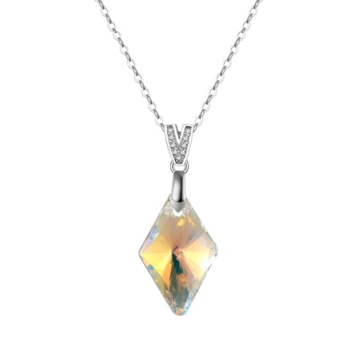 HeyMeili Kette Rhombisch Crystal Schmuckset Frauen Österreichischer Kristall Halskette Farbwechsel Hochzeit Party Geschenk Hypoallergen Schmuck von HeyMeili