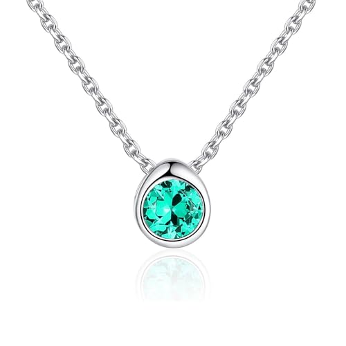 HeyMeili Kette Silber 925 Damenkette mit Smaragd Geburtsstein Mode Halskette Frauen Schmuck von HeyMeili