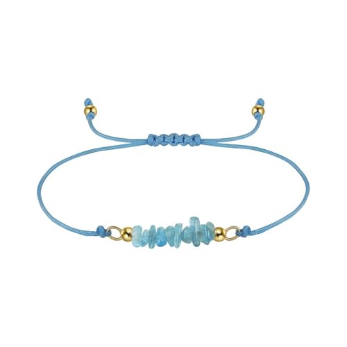 HeyMeili Natürliche Hochwertiges Aquamarin Armband Kristalle Steine Armband Gummiband Damen Schmuck Geschenk für Tochter Freundin Schwester von HeyMeili