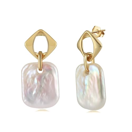 HeyMeili Perlenohrringe Tropfen Ohrringe Süßwasser Zuchtperlen Elegante Barock Perlen Ohrringe Ohrschmuck 925 Sterling Silber für Frauen Mädchen von HeyMeili