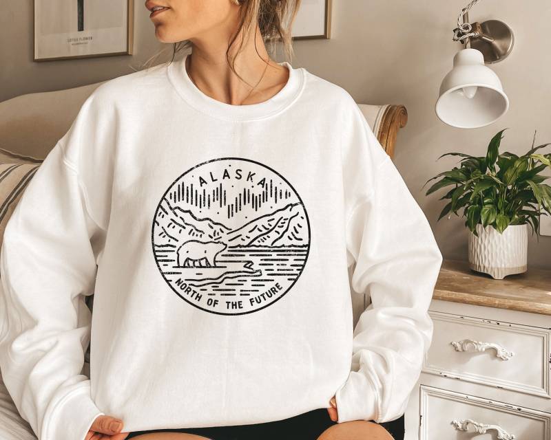 Alaska Sweatshirt Unisex Rundhalsausschnitt Im Used-Look von HeyMountains