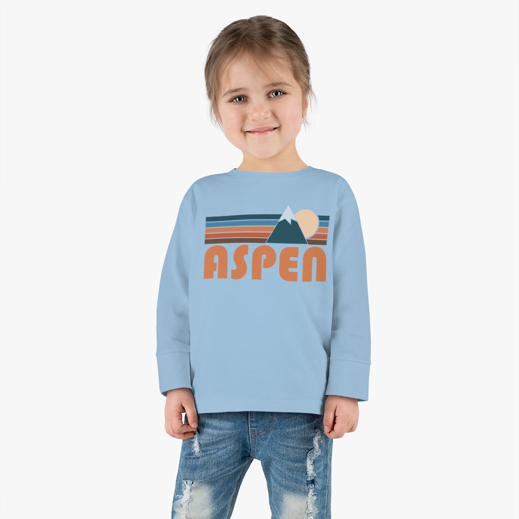 Aspen, Colorado Kleinkind Langarm Shirt, Retro Berg Unisex Aspen T Shirt von HeyMountains