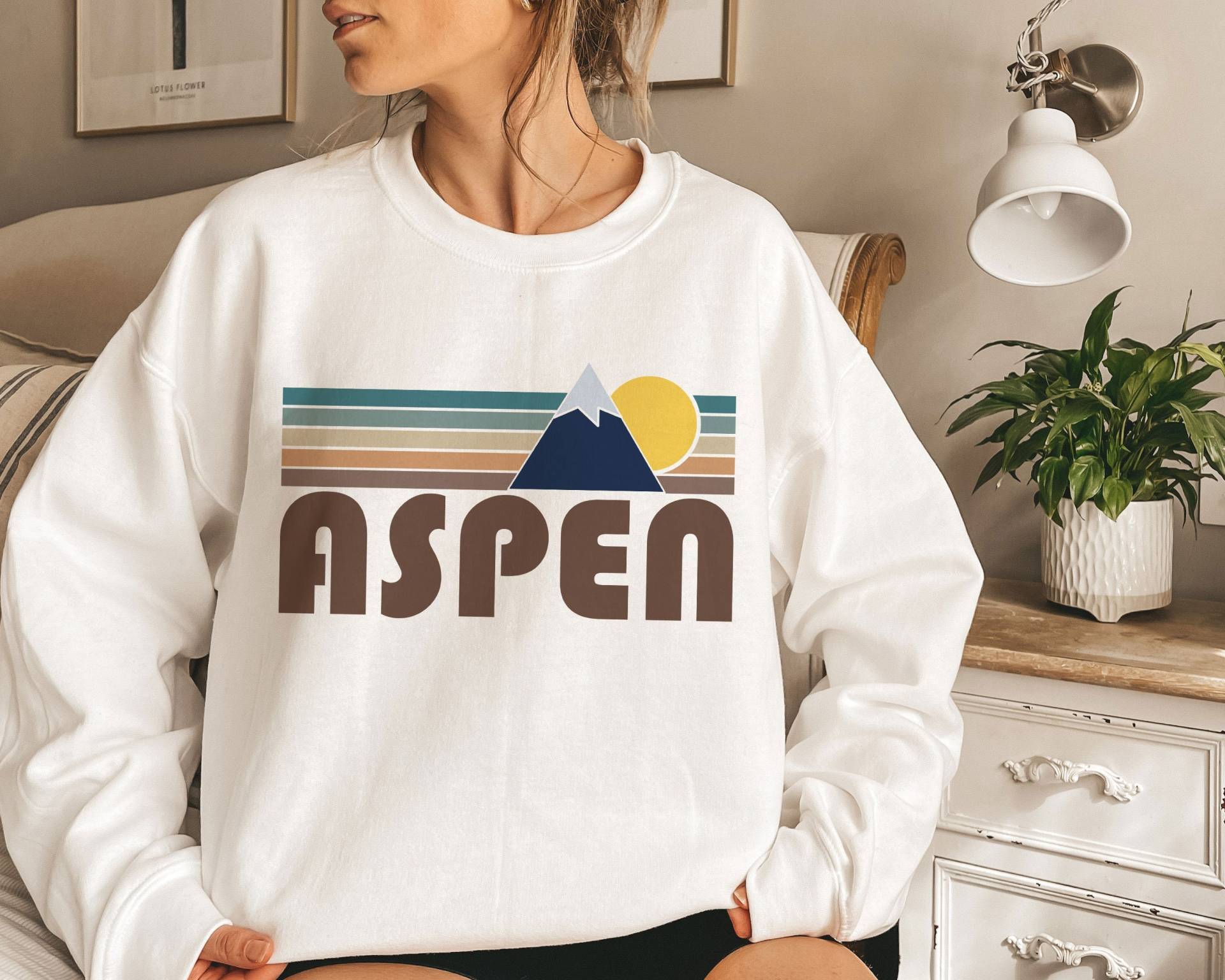 Aspen, Colorado Sweatshirt, Herbst Retro Berg Unisex Rundhals Aspen Sweatshirt von HeyMountains