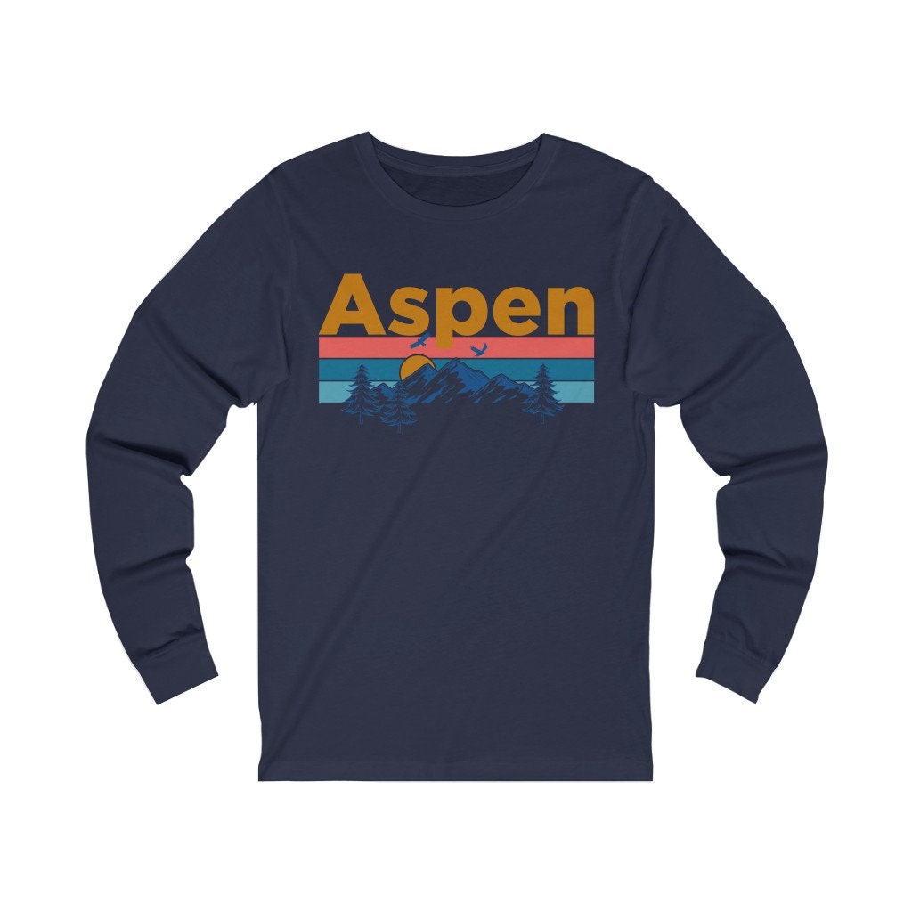 Aspen Langarm-Shirt, Unisex Retro Berg Sonne Langarm Aspen, Colorado T-Shirt von HeyMountains