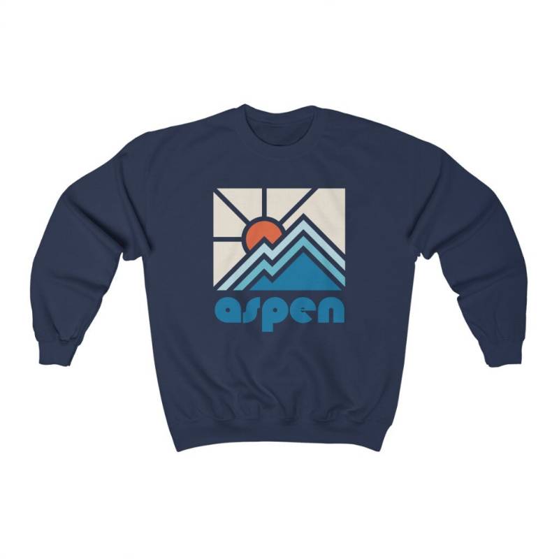 Aspen Unisex Sweatshirt, Minimal Style Colorado Mountain Pullover - Personalisierung Verfügbar von HeyMountains