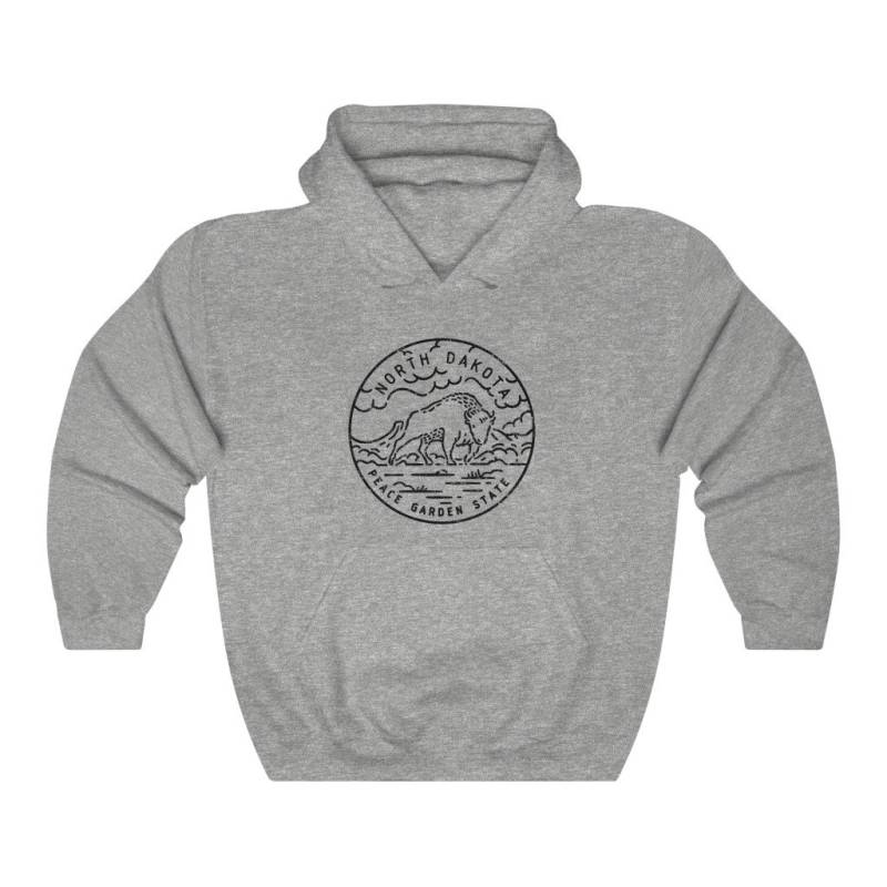 Beunruhigter North Dakota Hoodie Unisex State Pride Sweatshirt von HeyMountains