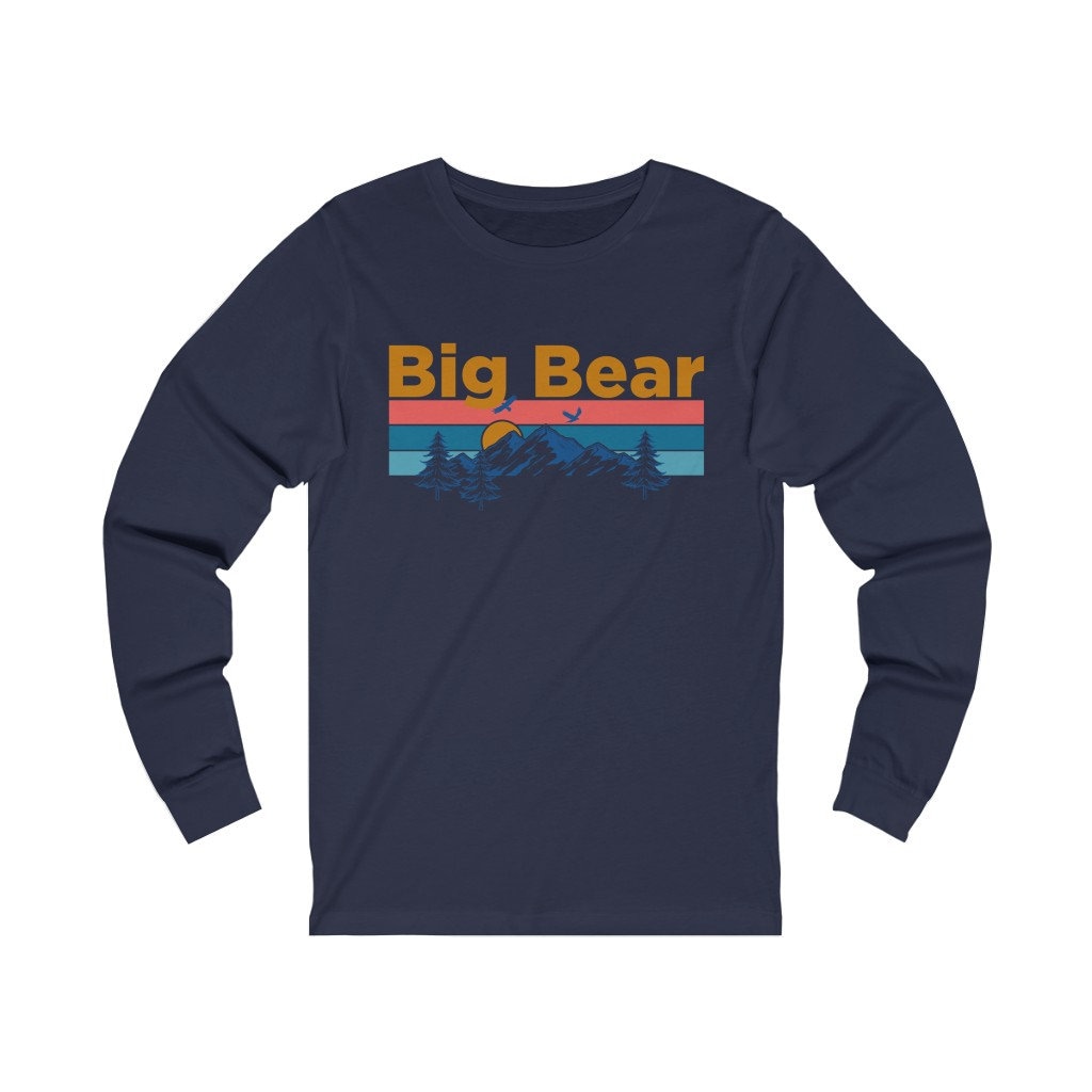 Big Bear Langarm-Shirt, Unisex Retro Mountain Sun Langarm T-Shirt von HeyMountains