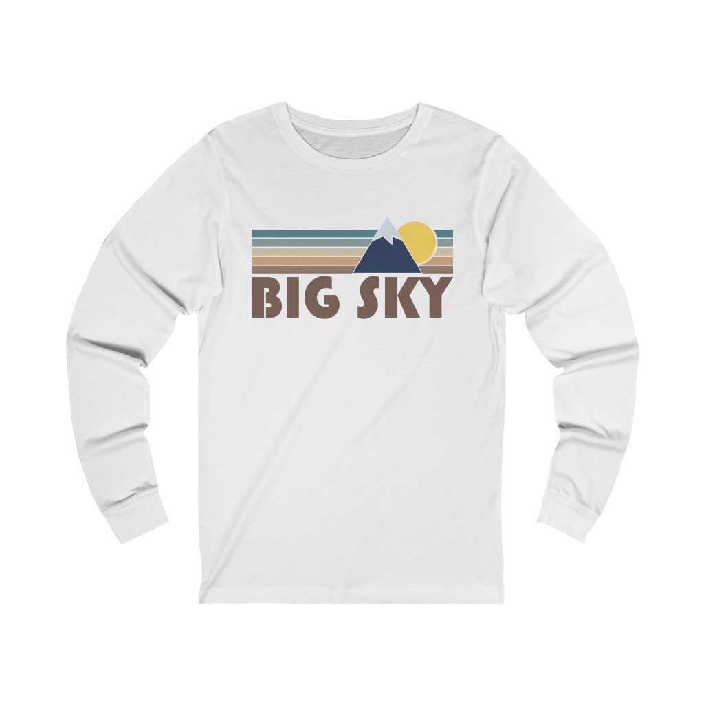 Big Sky, Montana Langarm Shirt, Unisex Herbst Retro Berg Sky T-Shirt von HeyMountains