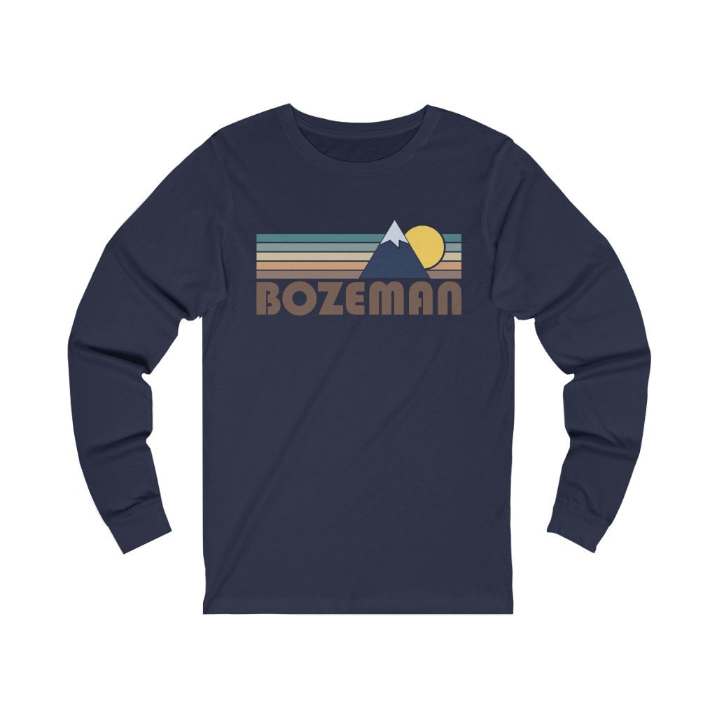 Bozeman, Montana Langarm-Shirt, Unisex Herbst Retro Berg Langarm Bozeman T-Shirt von HeyMountains