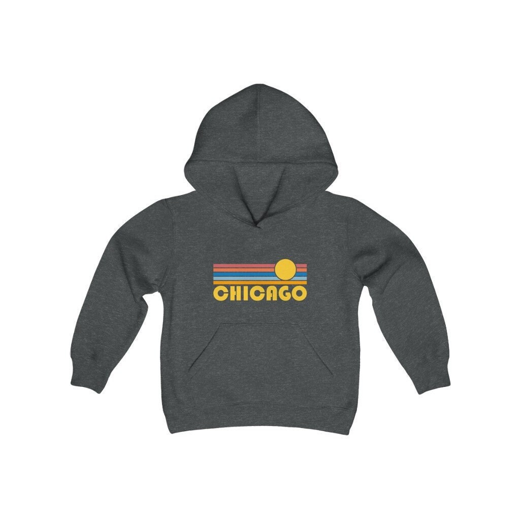 Chicago, Illinois Jugend Hoodie, Retro Sun Chicago Sweatshirt von HeyMountains