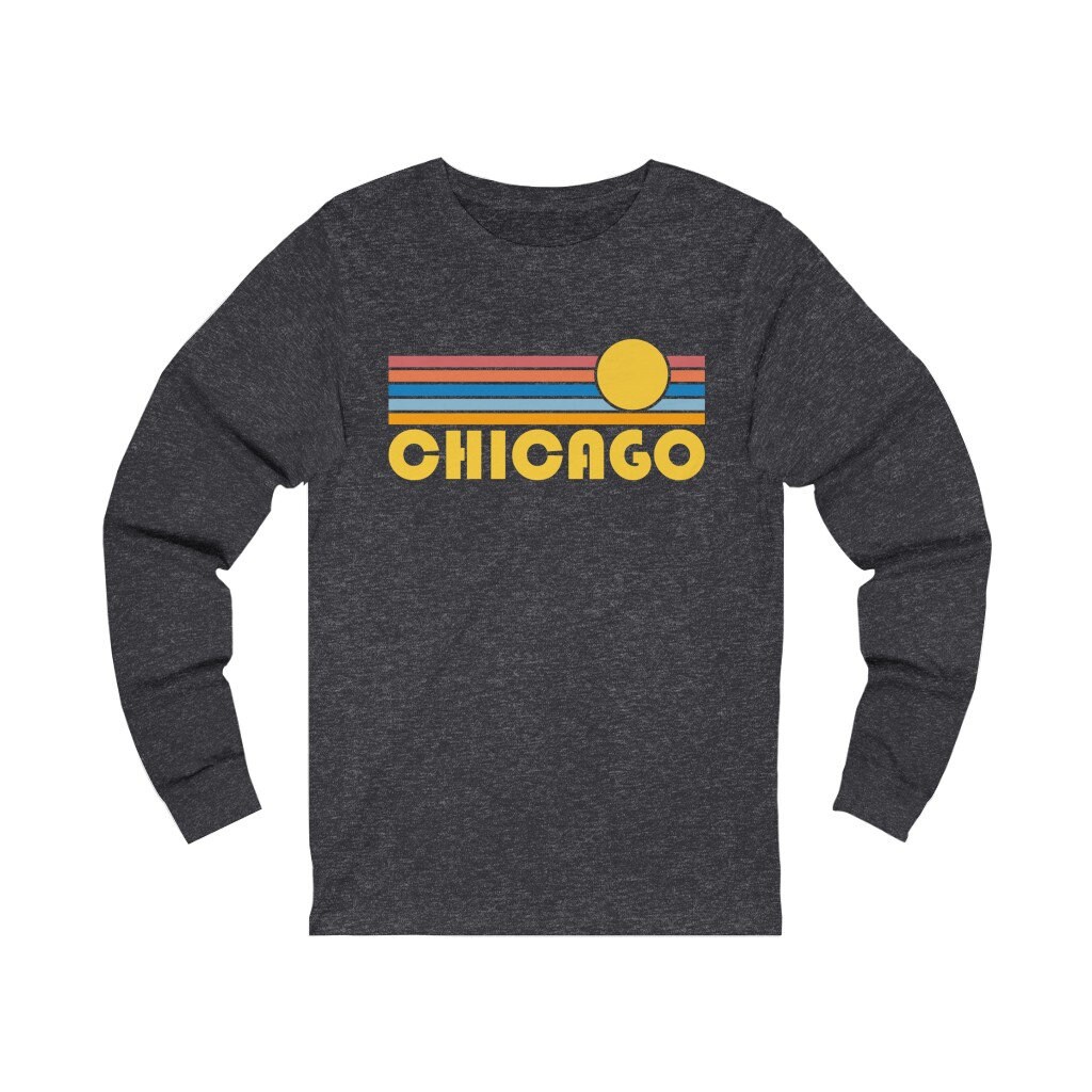 Chicago, Illinois Langarm-Shirt, Unisex Retro Sun Langarm Chicago T-Shirt von HeyMountains