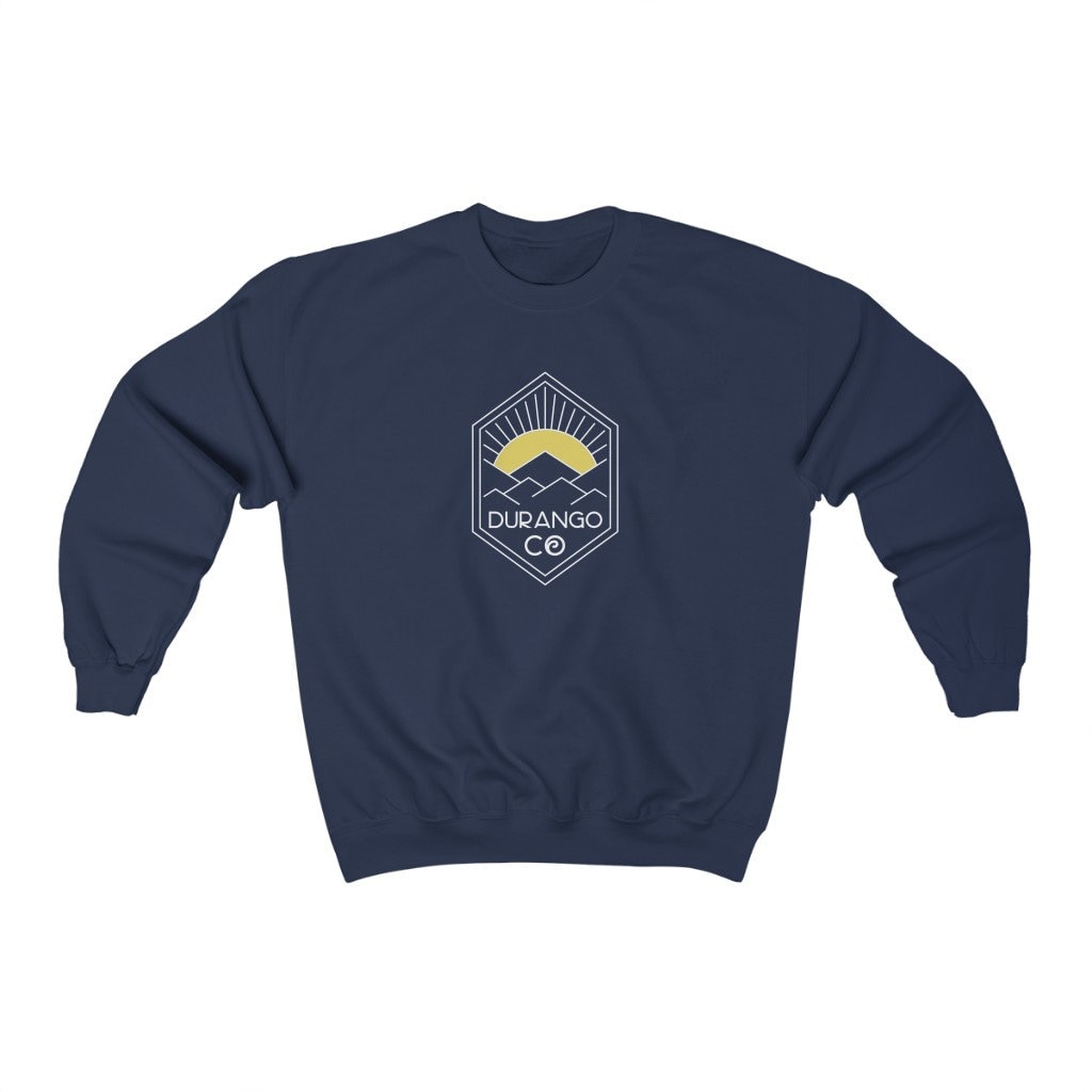 Durango Colorado Sweatshirt Unisex Sunrise Grafik Rundhalsausschnitt von HeyMountains