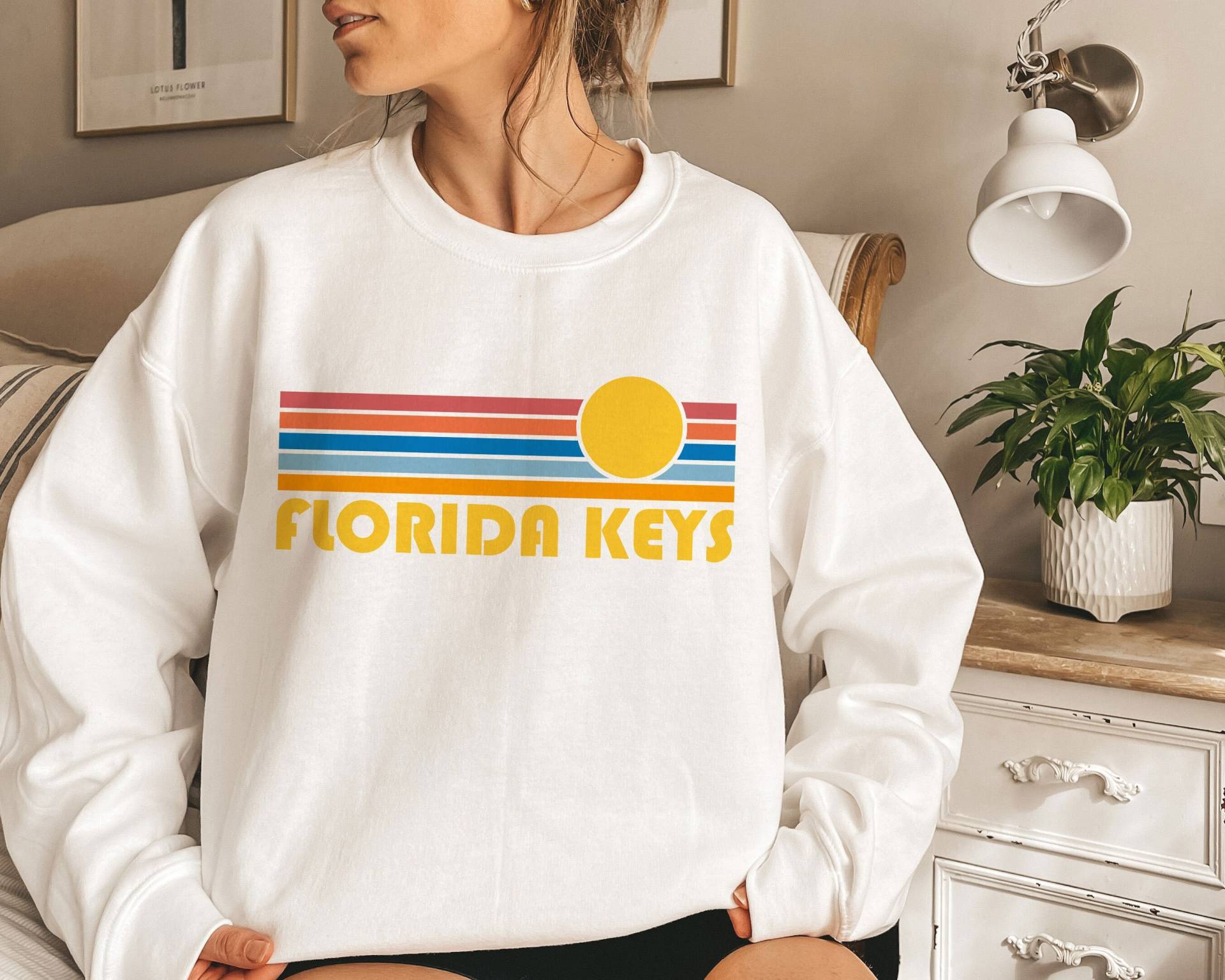 Florida Keys, Sweatshirt, Retro Sonnenuntergang Unisex Keys Pullover - Personalisierung Verfügbar von HeyMountains