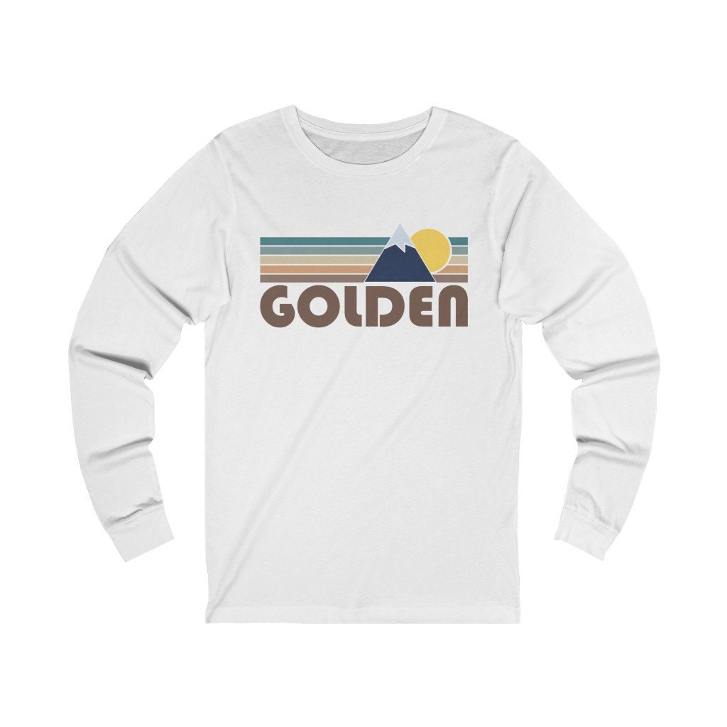 Golden, Colorado Langarm-Shirt, Unisex Herbst Retro Berg Langarm Golden T-Shirt von HeyMountains