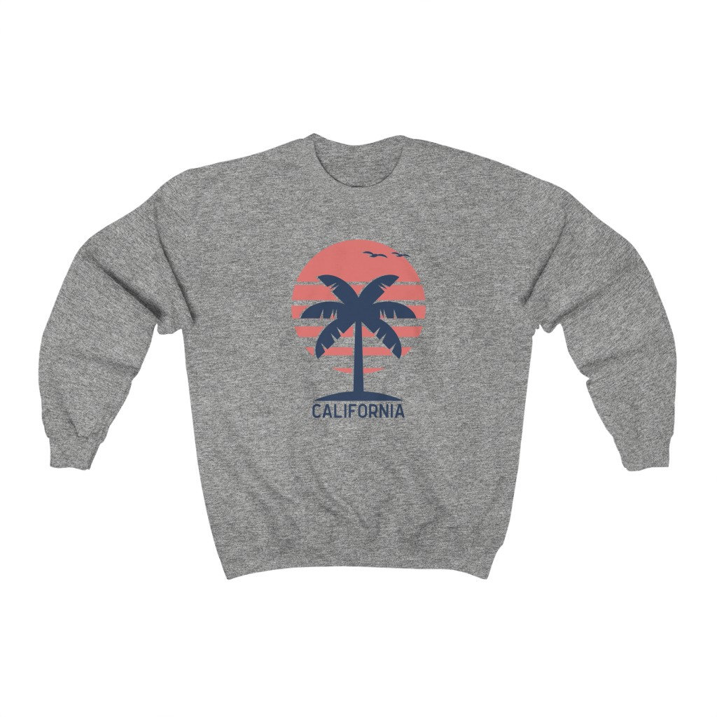 Kalifornien Unisex Sweatshirt, Retro Style California Palm Tree Pullover von HeyMountains