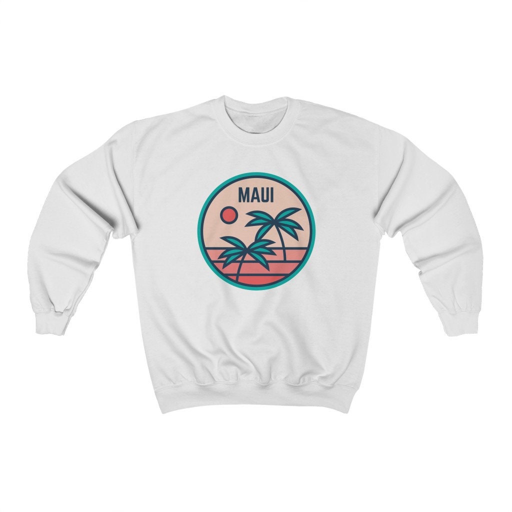 Maui Unisex Sweatshirt, Retro Style Hawaii Palmen Pullover von HeyMountains