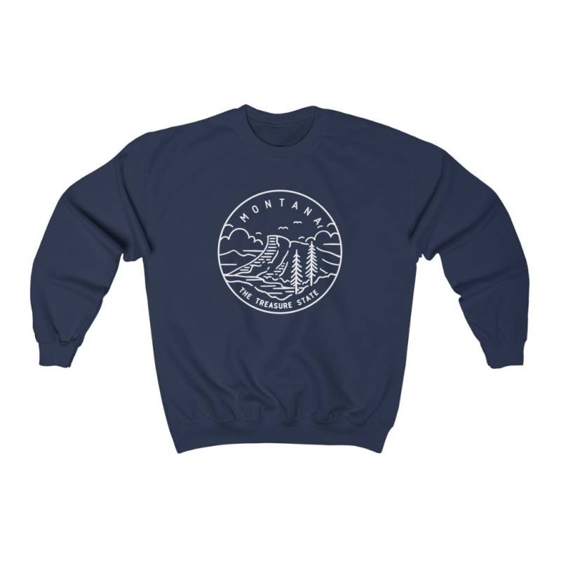 Montana Sweatshirt Unisex Rundhalsausschnitt Mit State Design von HeyMountains