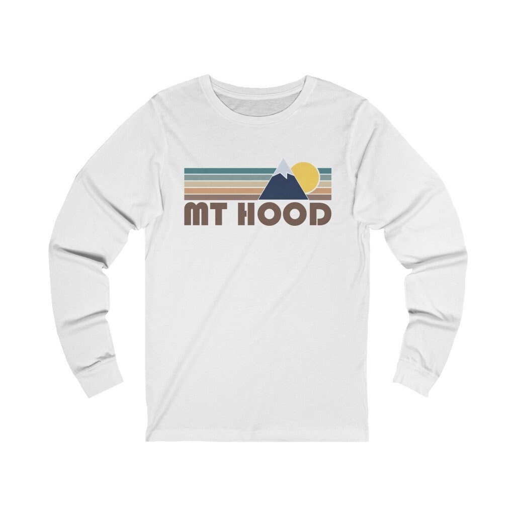 Mt Hood Langarm-Shirt, Unisex Herbst Retro Berg Langarm T-Shirt von HeyMountains