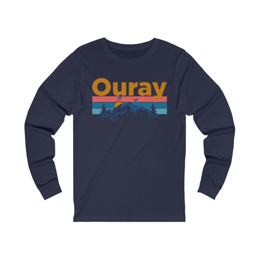 Ouray Langarmshirt, Unisex Retro Mountain Sun Langarmshirt T-Shirt von HeyMountains