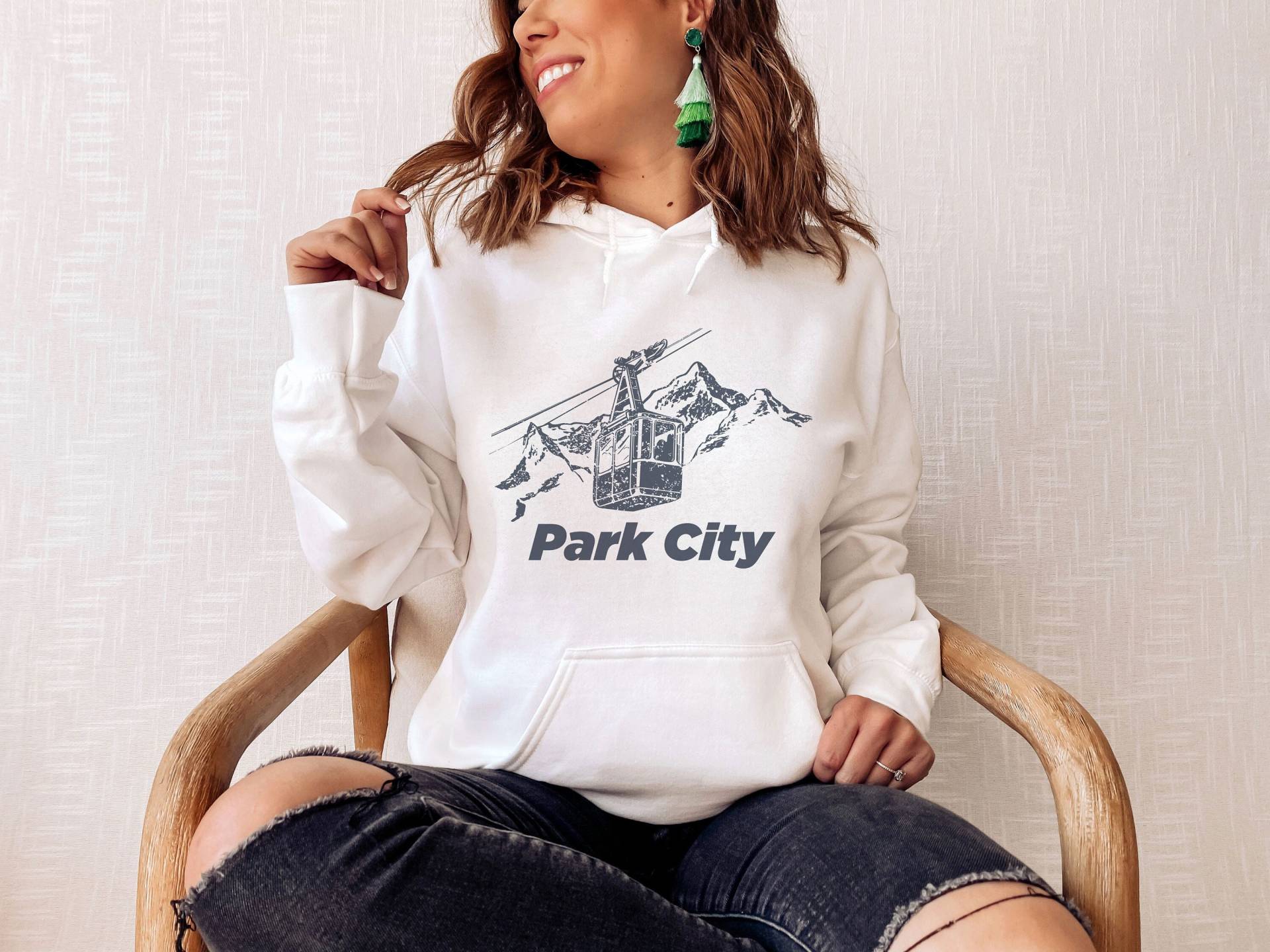 Park City, Hoodie Utah, Unisex Berg Skilift Kapuzenpullover City Sweatshirt/Hoody von HeyMountains