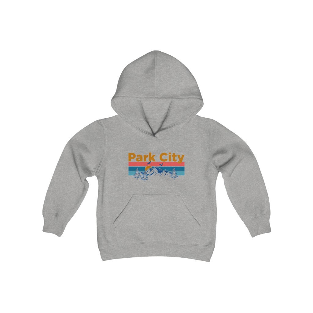 Park City, Utah Jugend Hoodie Sweatshirt, Berg Sonnenuntergang Unisex City Sweatshirt von HeyMountains