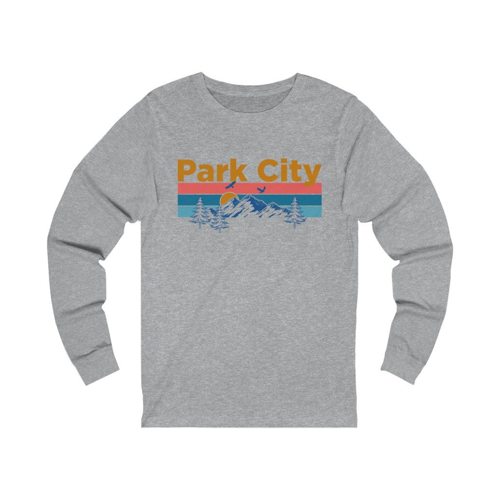 Park City Langarm-Shirt, Unisex Retro Berg Sonne Langarm T-Shirt von HeyMountains