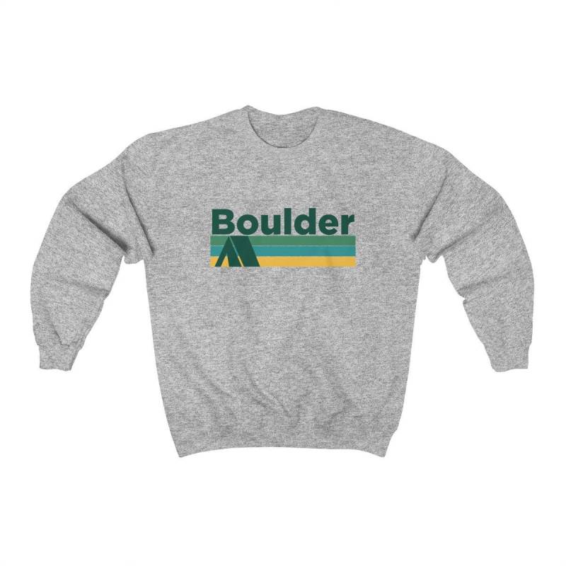 Retro Boulder Colorado Sweatshirt Unisex Camping Rundhalsausschnitt von HeyMountains