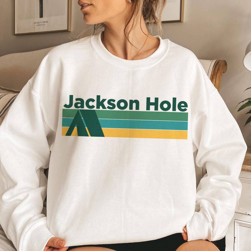 Retro Jackson Hole Wyoming Sweatshirt Unisex Camping Rundhalsausschnitt von HeyMountains