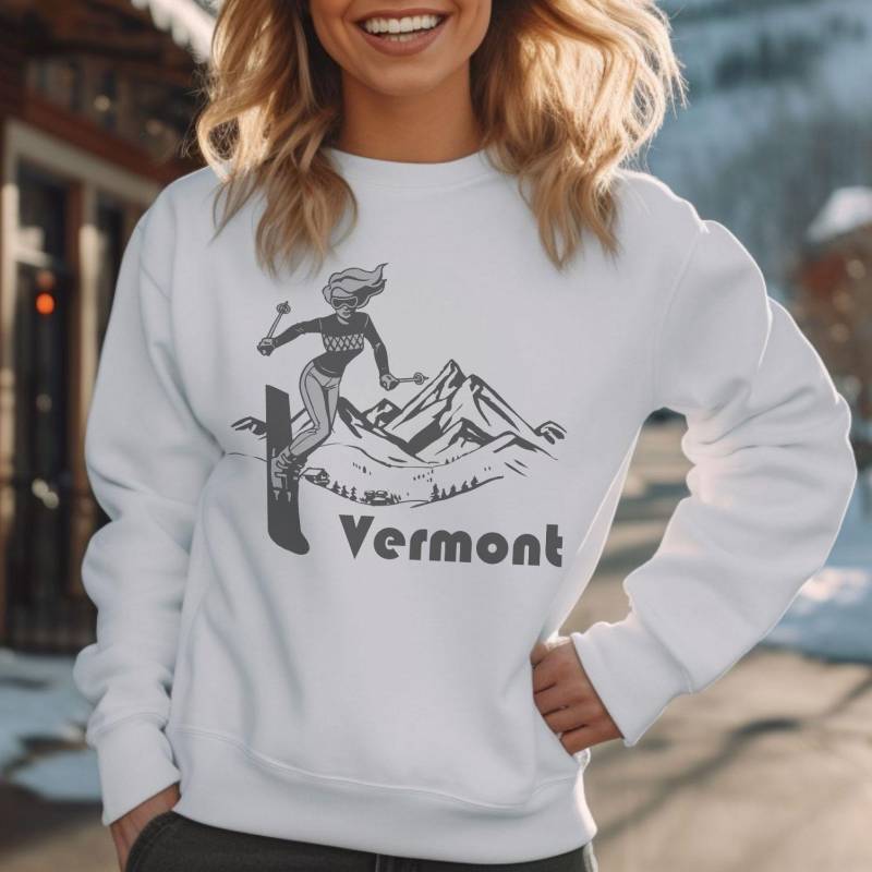 Retro Ski Vermont Sweatshirt Unisex Pullover Aus Einer Baumwollmischung von HeyMountains