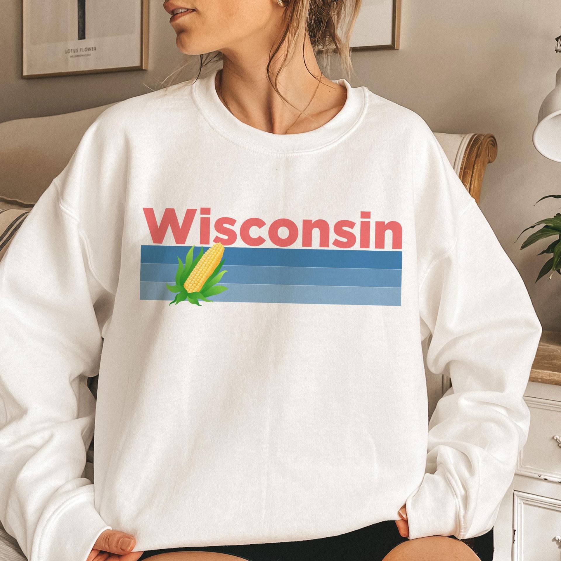 Retro Wisconsin Sweatshirt Unisex Corn Graphic Rundhalsausschnitt von HeyMountains