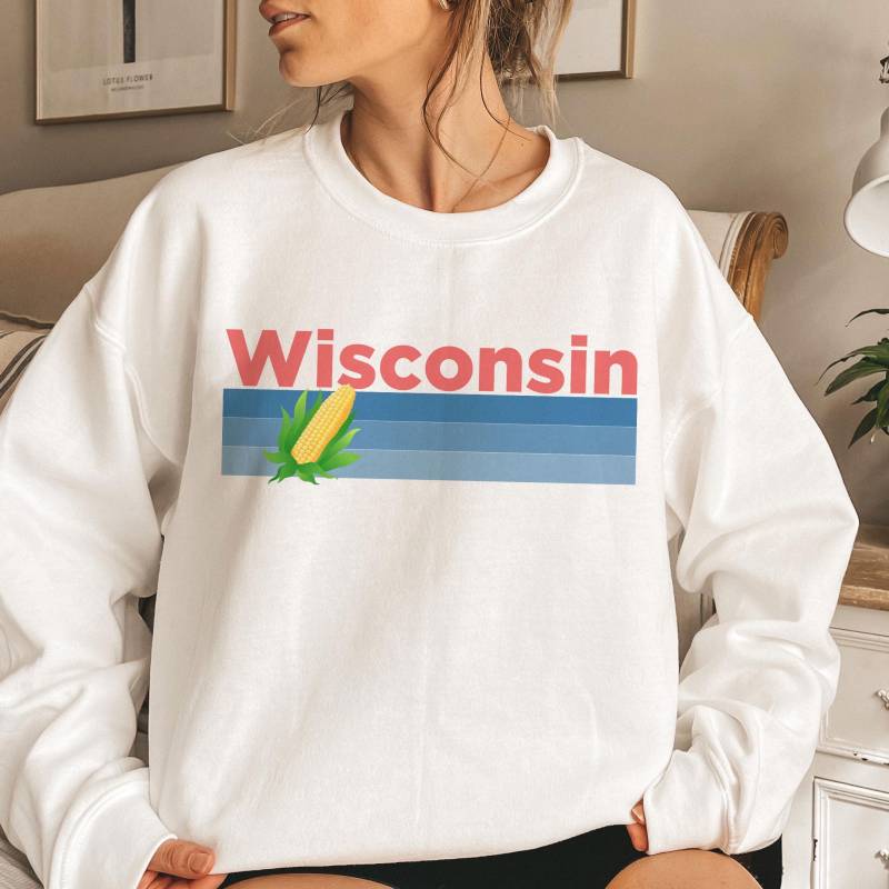 Retro Wisconsin Sweatshirt Unisex Corn Graphic Rundhalsausschnitt von HeyMountains