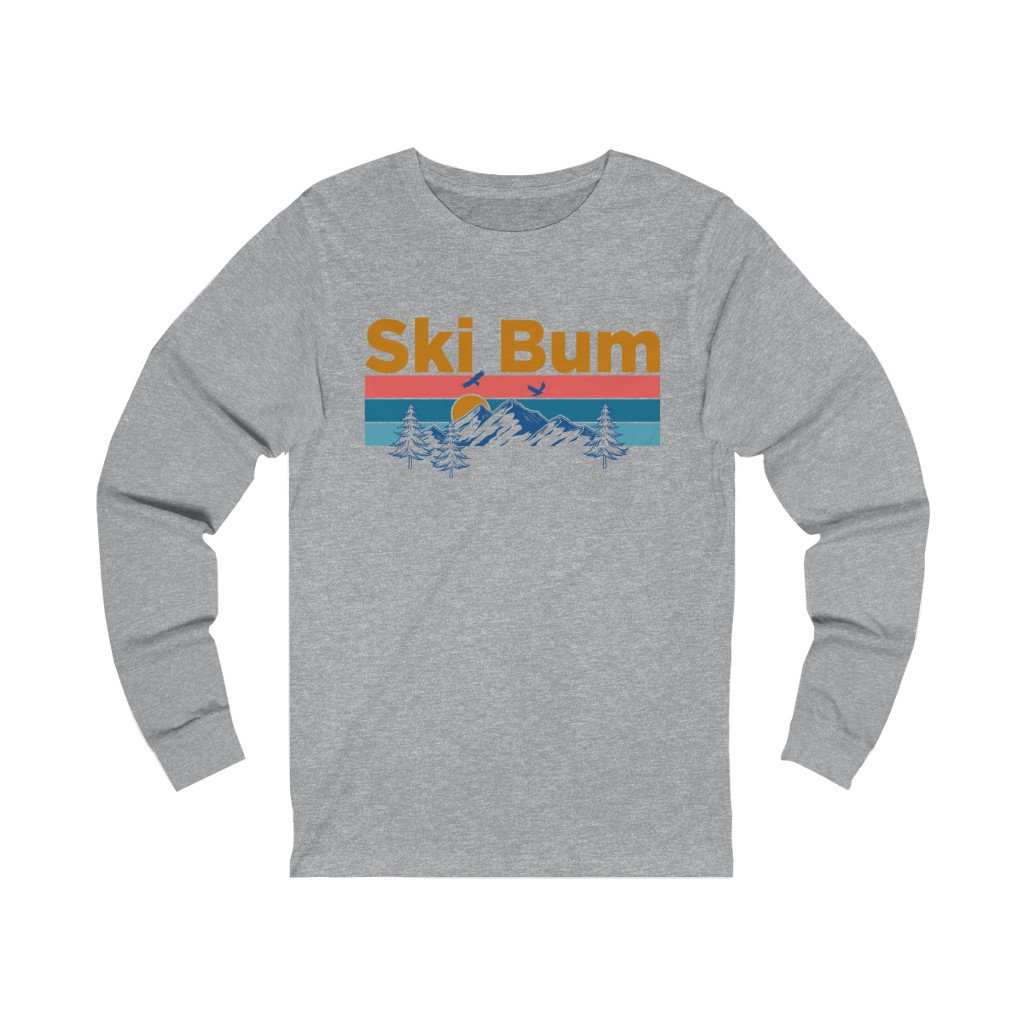 Ski Bum Langarm-Shirt, Unisex Retro Mountain Sun Langarm T-Shirt von HeyMountains